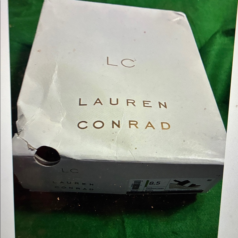 LC Lauren Conrad Cactusflower Wedge Black Scalloped Women's Sandals 8.5 NWT - Picture 10 of 11